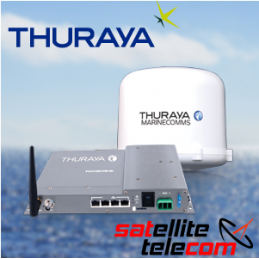 Thuraya Orion maritimer Internet Terminal und Antenne